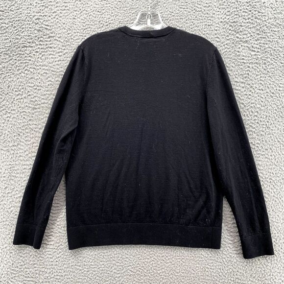 Theory Sweater Women's Medium Black Fitted Crew Neck Luxe Merino Wool Preppy 90s - Picture 5 of 11